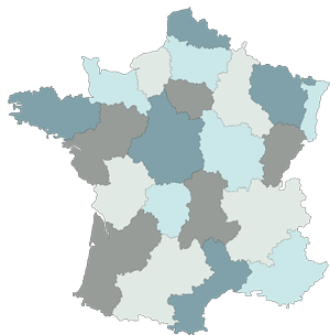 coloriage de la carte des (anciennes) régions de France avec quatre couleurs